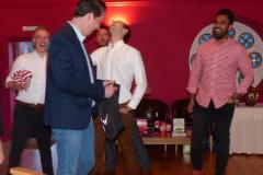 Stafford Sansome draws the red ball and so is Wally for the night.